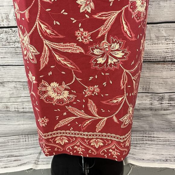 Talbots Skirt size 10 Mauve Red Pink Paisley Long Straight Peasant Modest Boho - Picture 5 of 10